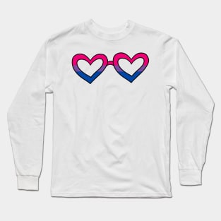 Bisexual pride flag heart sunglasses Long Sleeve T-Shirt